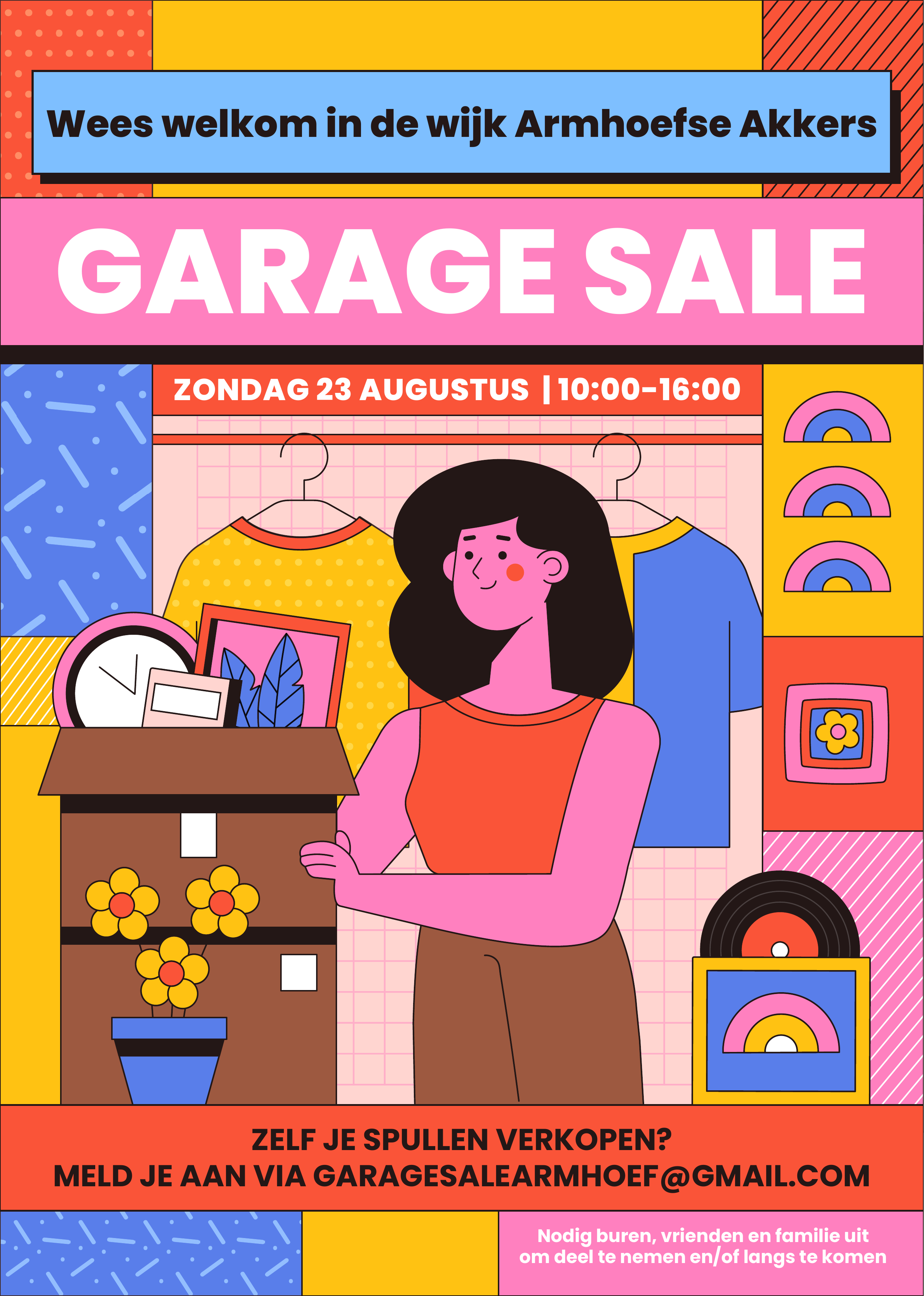 Poster van de Garagesale Armhoefse Akkers op Zondag 23 augustus 2026
