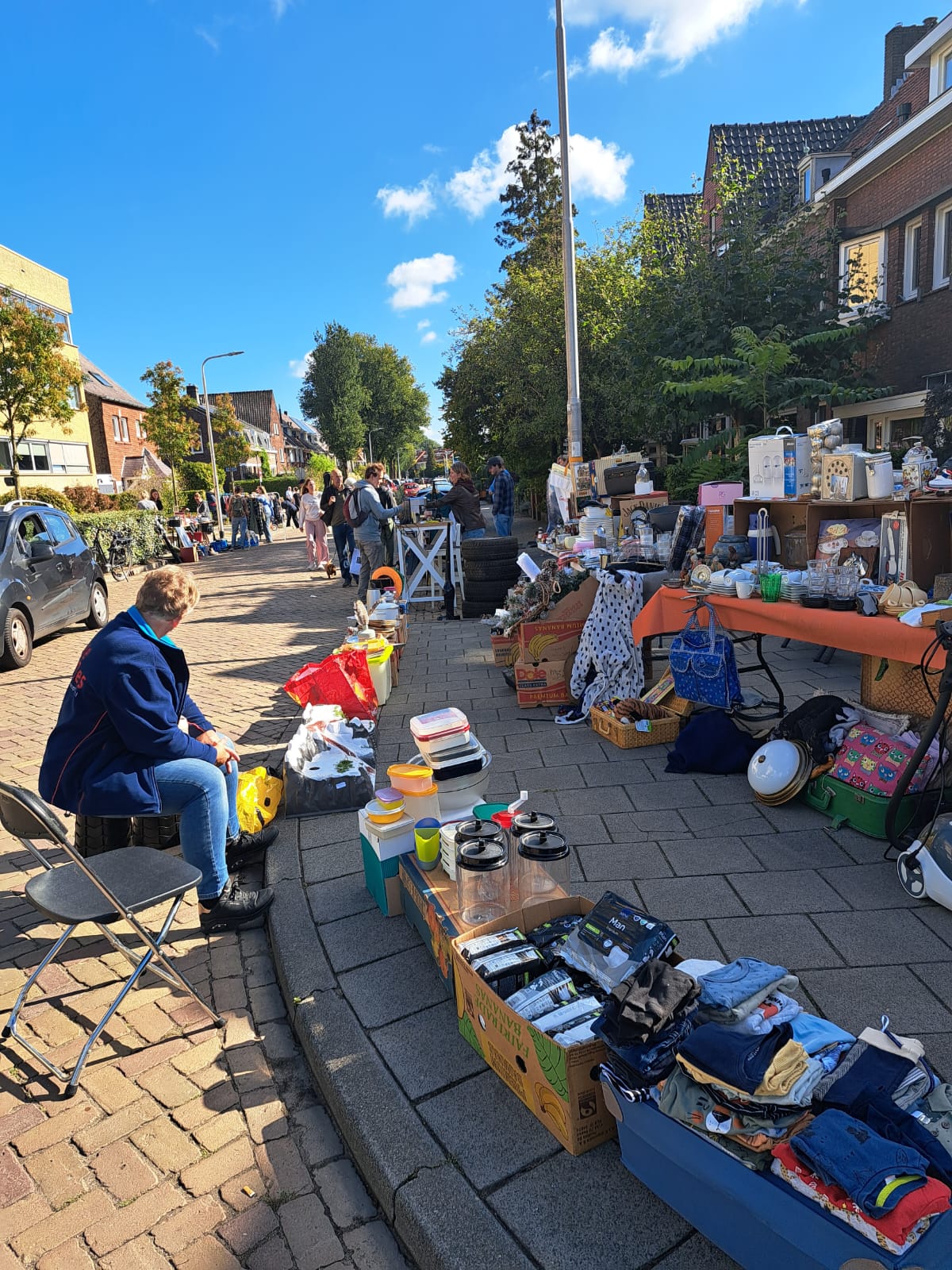 Drukke straat vol kramen en snuffelaars in de Armhoefse Akkers